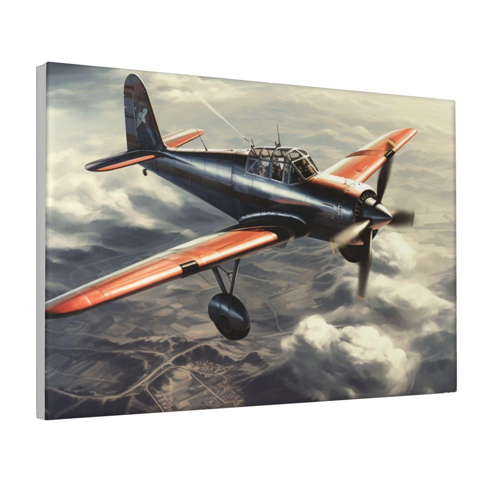 Framed Wall Art for Living Room Art Work, Retro Airplane Picture Prints Modern Office Wall Paintings Poster Aesthetic Wall Decorations for Home Decor Ready To Hang 16"x24"
