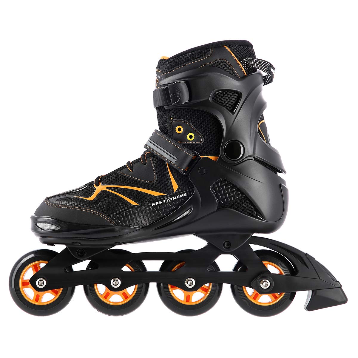 Nils Extreme Inliner für Herren und Damen - Inline Skates - ABEC9 Kugellager – Rollschuhe Erwachsene - 82A Rollen - Rollerskates 41 - Schwarz und Orange NA9022