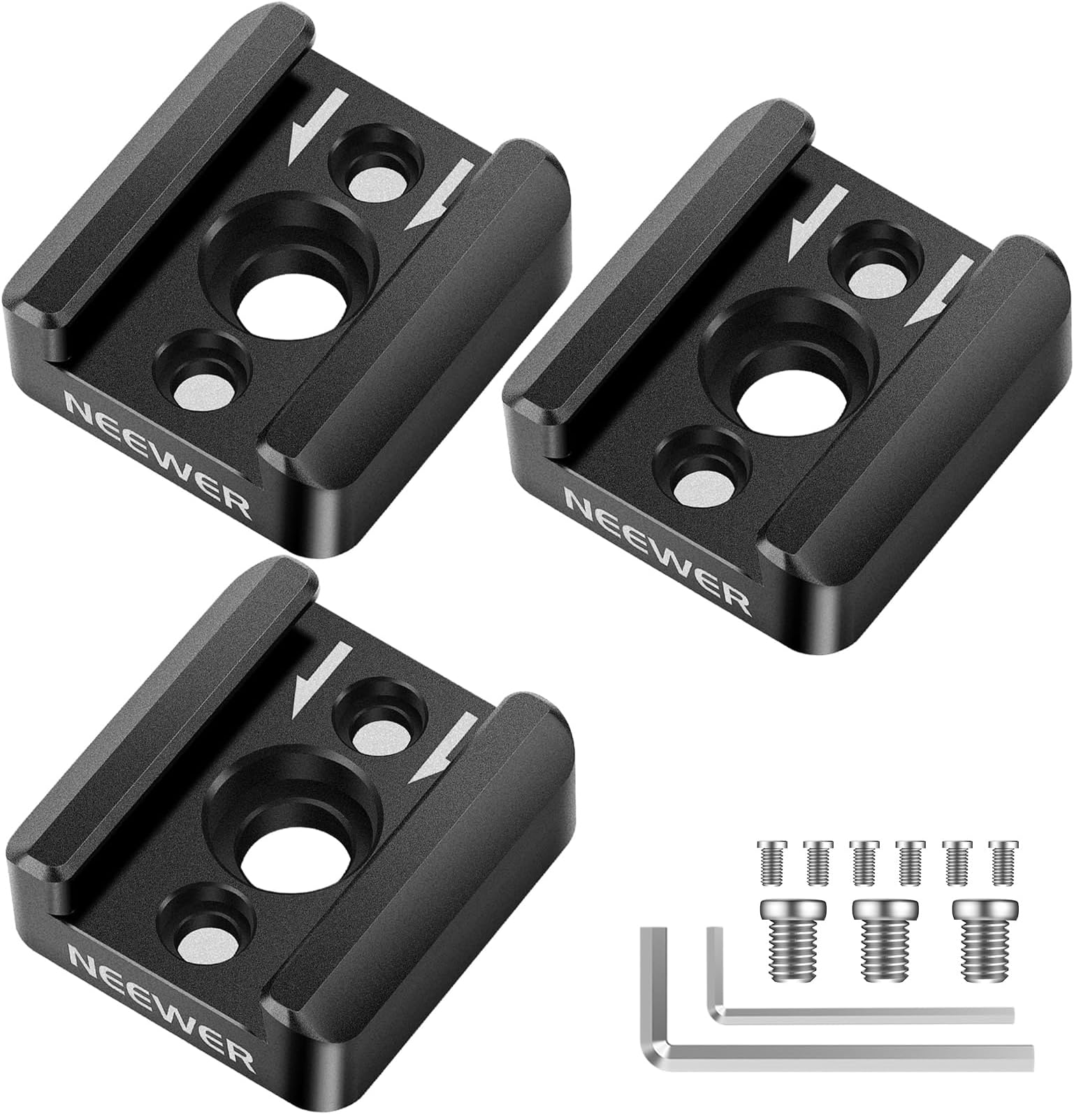NEEWER 3 Pack Cold Shoe Mount Adapter, Cold Shoe Bracket with 1/4" Thread, Compatible with SmallRig DSLR Camera Cage Microphone LED Light Monitor and More, ST26