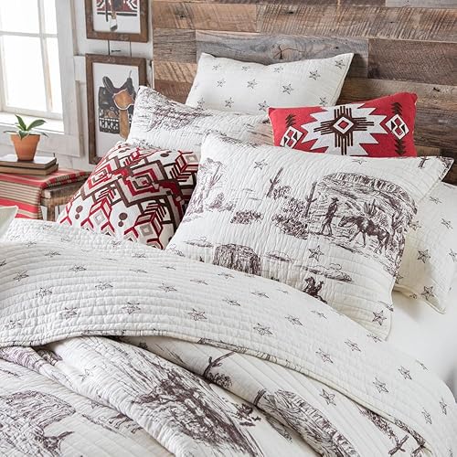 Miniatura 5 de Rod's Tumbleweed Trail (colcha) - Edredón King - Vaquero occidental vintage - marrón y crema - Tamaño del edredón (106 x 92 pulgadas) - Reversible