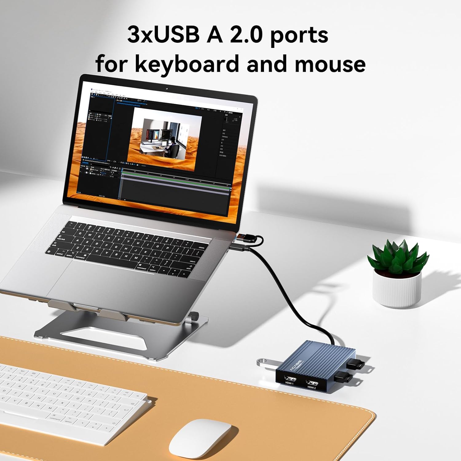 ACASIS USB C to Dual HDMI DisplayLink Adapter, 4K@60Hz, 2 HDMI & 3 USB-A Ports, 100W PD Charging, USB C DisplayLink Docking Station for Mac M1/M2/M3/Windows,USB A/C to Dual Monitor Adapter