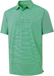 Men' s Golf Shirts Short Sleeve Performance Moisture Wicking Dry Fit Striped Golf Polo Shirts for Men