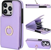 Vista 11 de Folosu Funda compatible con iPhone 15 Pro con soporte para tarjetas, rotación de 360°, soporte de anillo de dedo con función atril, bloqueo RFID