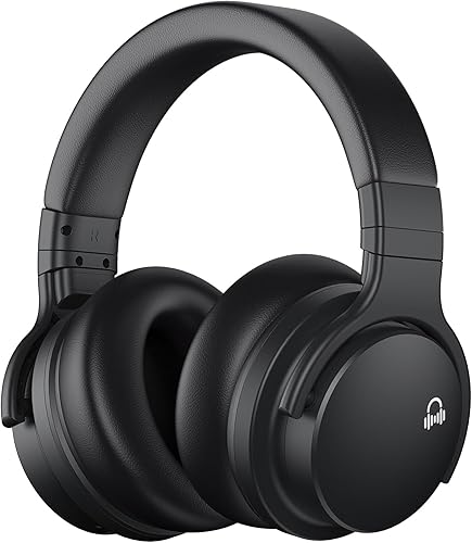 MOVSSOU E7 Auriculares con cancelación activa de ruido, auriculares Bluetooth inalámbricos sobre la oreja con micrófono graves profundos, cómodas