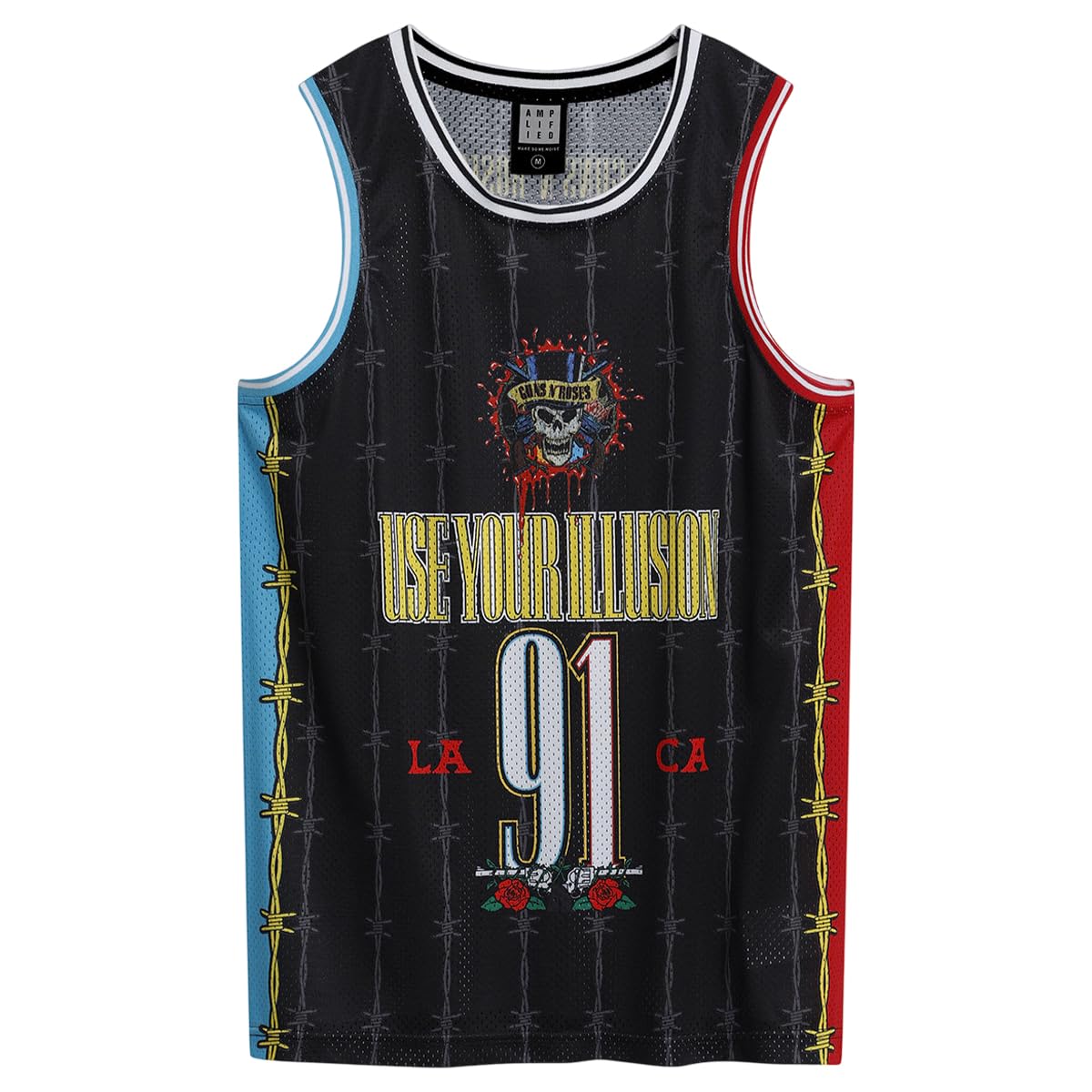 Amplified - Maillot de Basket Dust N Bones - Homme (2XL) (Noir/Rouge/Bleu)