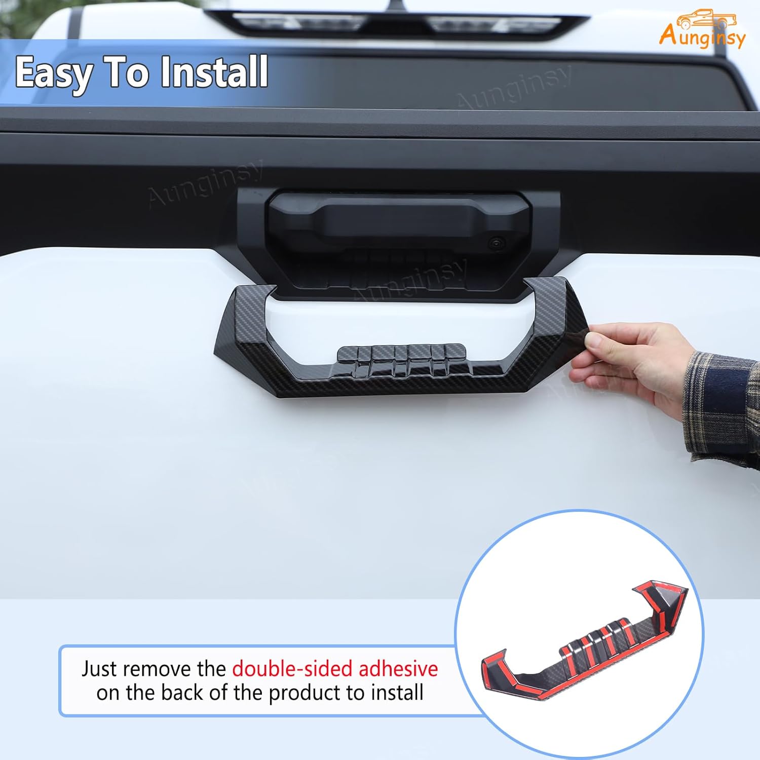 Aunginsy Car Tailgate Handle Cover Trim Compatible with Toyota Tundra 2022-2025 Pickup Rear Trunk Door Tail Gate Handle Lower Panel Scratch Protector Frame Decorative Cover ABS Exterior Accessories