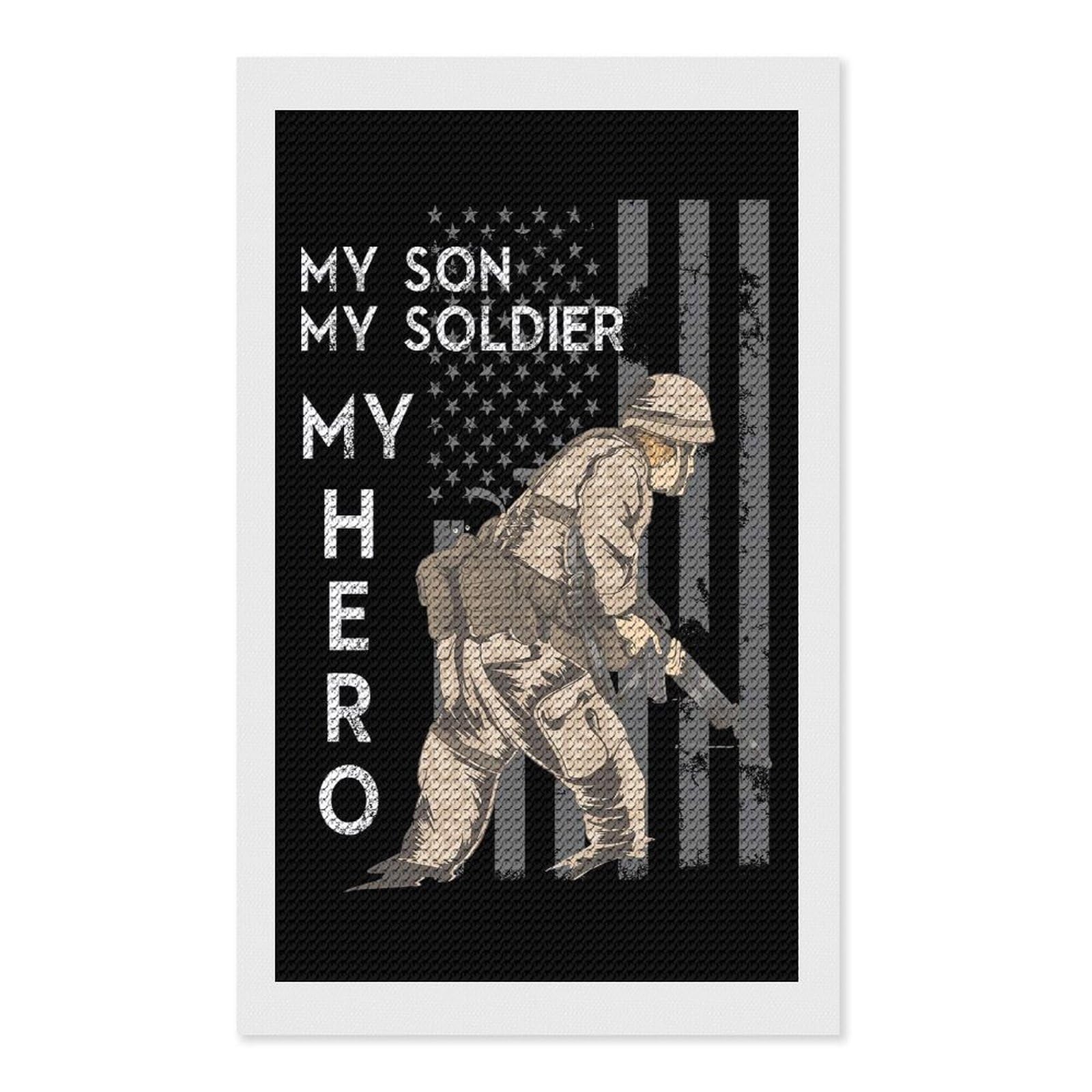 Junmoney Soldier Military Veteran Full Drill Diamond Painting Kit 12"x20", Mindful Craft Activity, Bedroom Decor, for Adults, Gift Idea