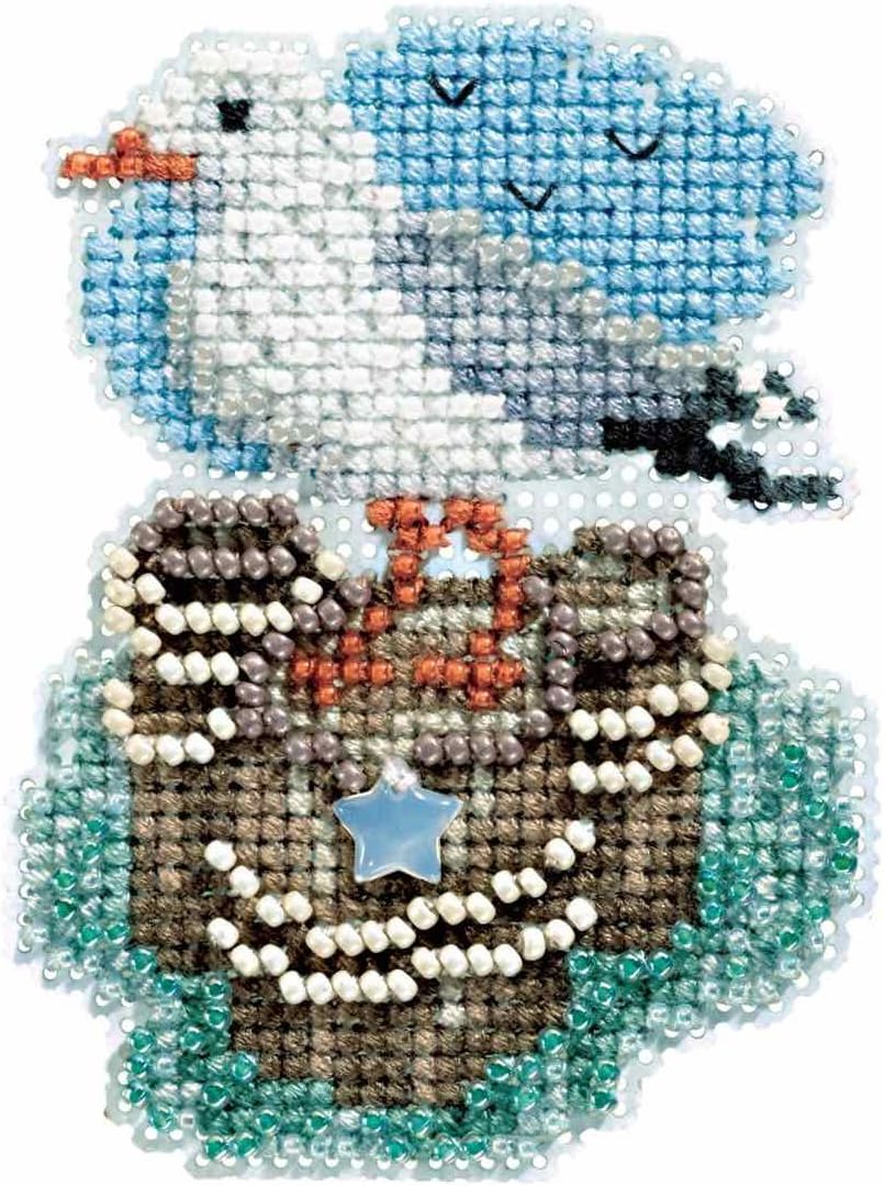 Seagull Beaded Counted Cross Stitch Ornament Kit Mill Hill 2017 Spring Bouquet MH181716
