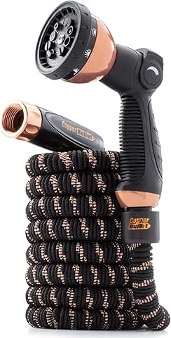 Pocket Hose Copper Bullet Expandable Garden Hose w/10 Pattern Thumb Spray Nozzle AS SEEN ON TV 650psi 3/4 in Patented Lead-Free Ultra-Lightweight Solid Copper Anodized Aluminum (25 Ft)