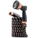 Pocket Hose Copper Bullet Expandable Garden Hose w/10 Pattern Thumb Spray Nozzle AS SEEN ON TV 650psi 3/4 in Patented Lead-Free Ultra-Lightweight Solid Copper Anodized Aluminum (25 Ft)