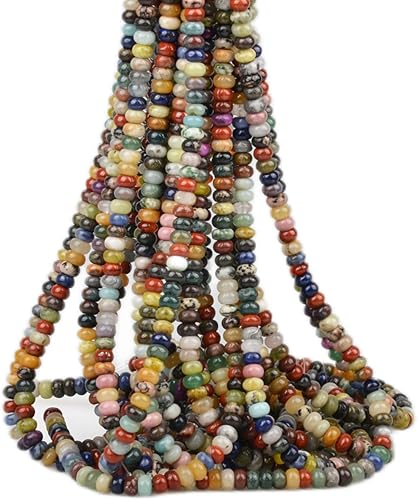 Vista 61 de ICAI Beads 5x8mm Cuentas Espaciadoras Rondelle Naturales Sueltas para Hacer Joyas Manualidades DIY Diseño 1 Hebra 15" APPR (Jade Blanco)