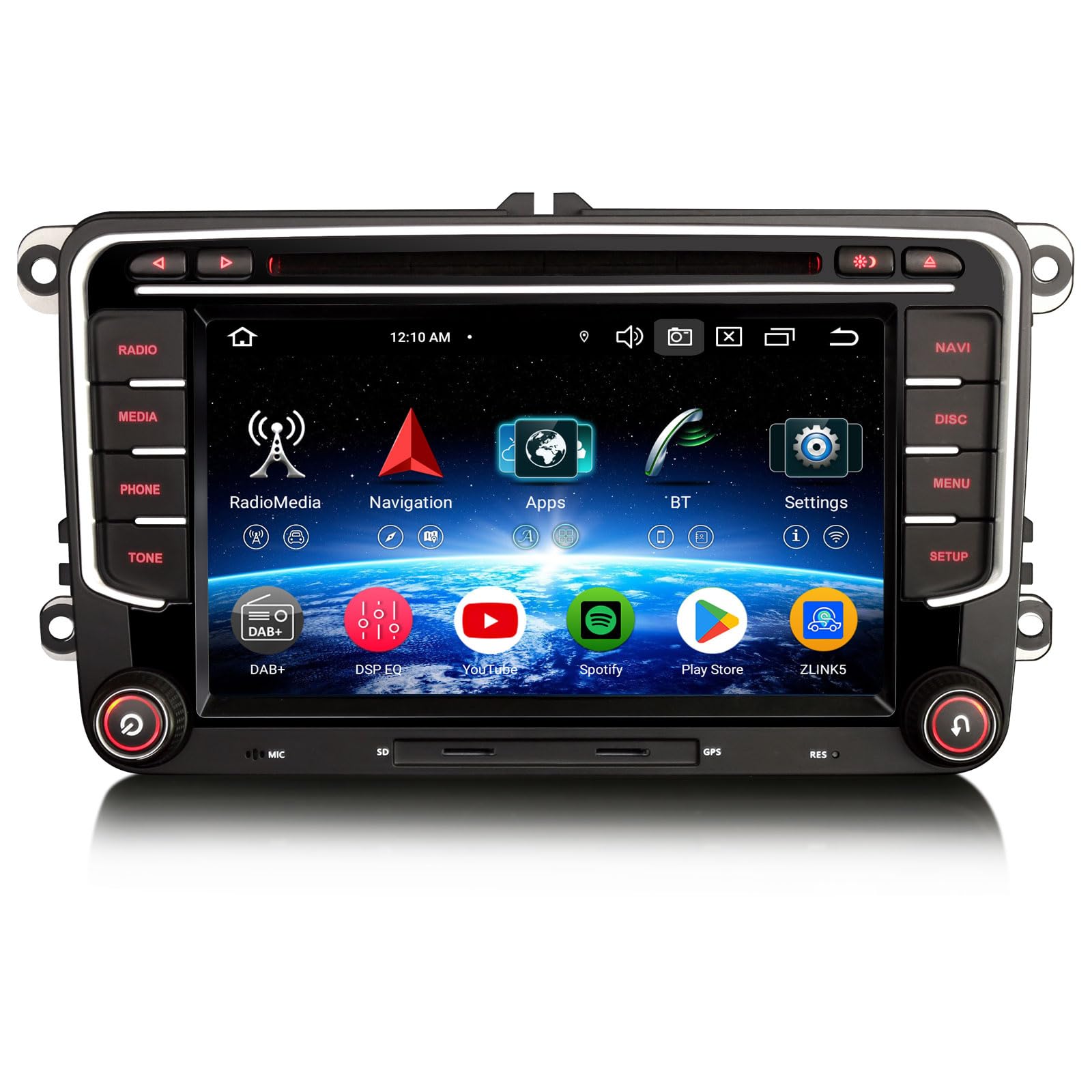 8 núcleos 4GB+64GB Android 14 Radio Coche Bluetooth Navegador GPS para VW Polo 6R Crafter Amarok Caddy T6 Skoda Yeti 7 Pulgadas Pantalla IPS CarPlay Android Auto DSP WiFi 4G Dab+ CD DVD Canbus Ops