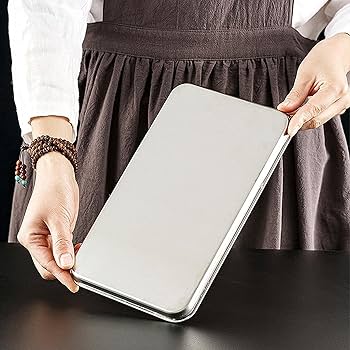 Set 2 Teglie In Acciaio Inox 40x30x2.5 Cm - Per Pane, Pizza, Biscotti E Brownie - Professionali E Antiaderenti