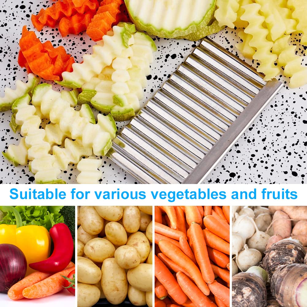 Vicloon Couteau Ondulé en Acier Inoxydable - Coupe Pommes de Terre et Légumes, Lame pour Frites, Fruits et Salade