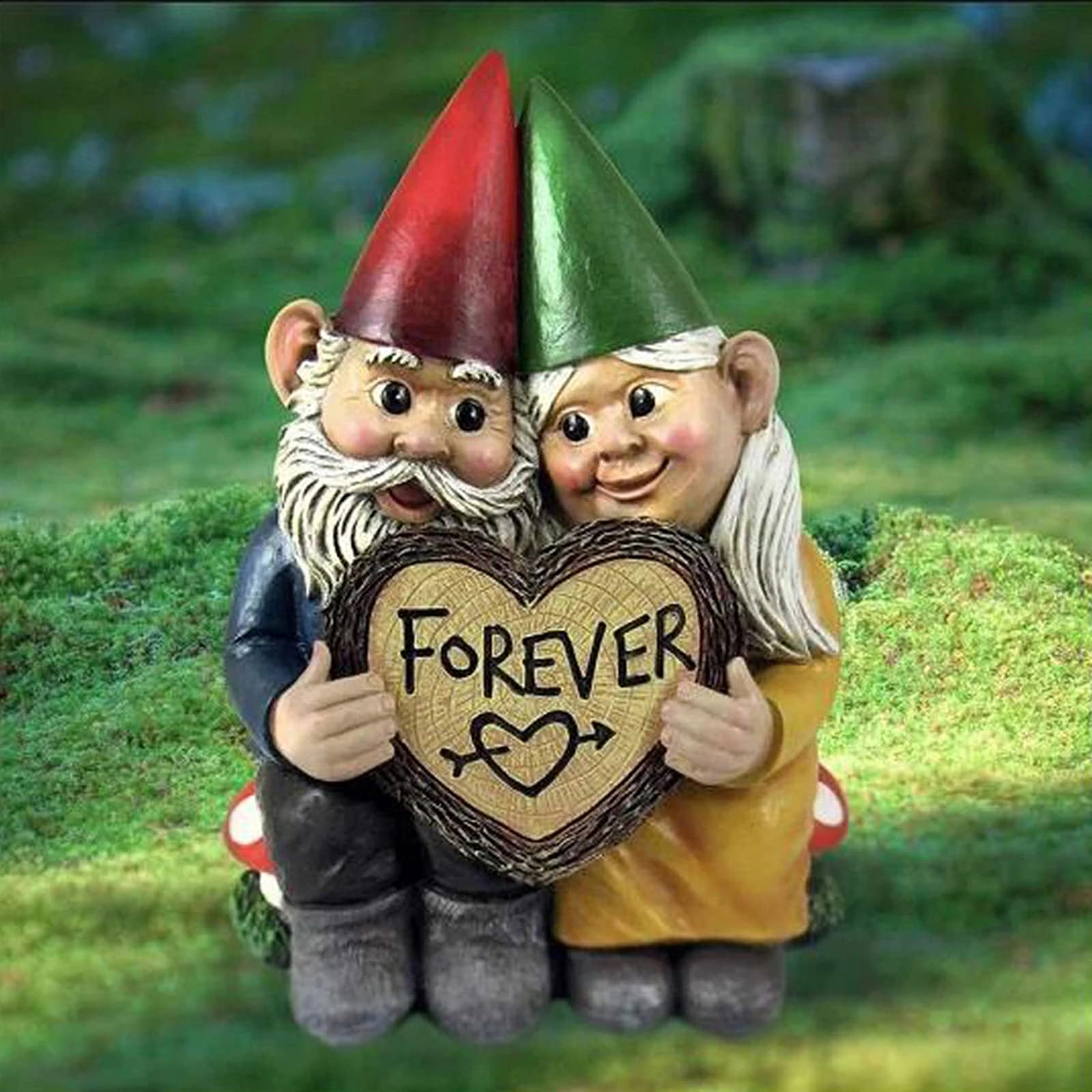 QTQHOME Forever Gnome Couple Garden Statue,Hand-painted Love QTQHOME Forever Gnome Couple Garden Statue,Hand-painted Love