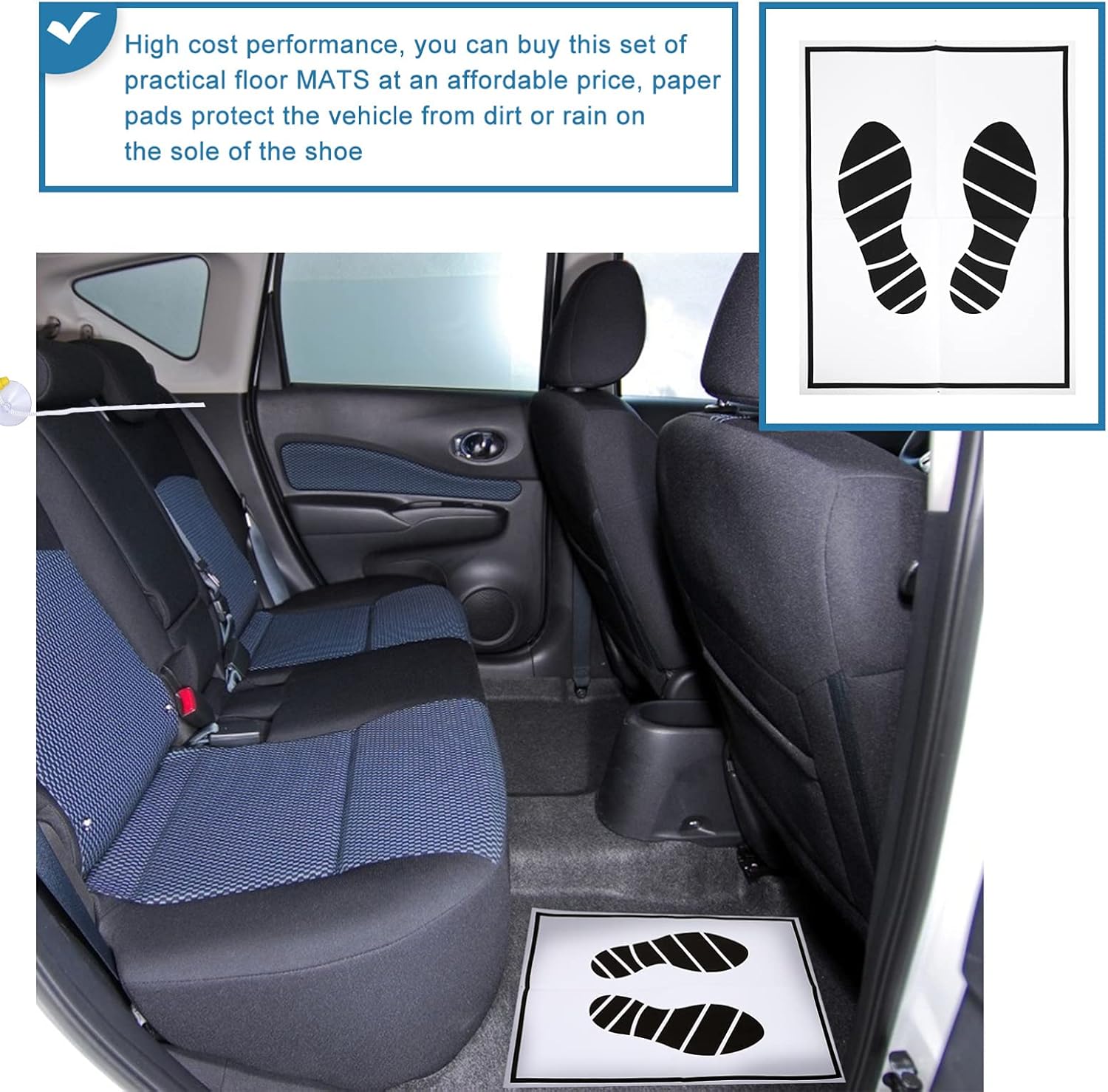 50Pcs auto Floor mat Car Floor Mat Disposable Paper Shoe Print Disposable Paper Truck Vehicle Foot Pads