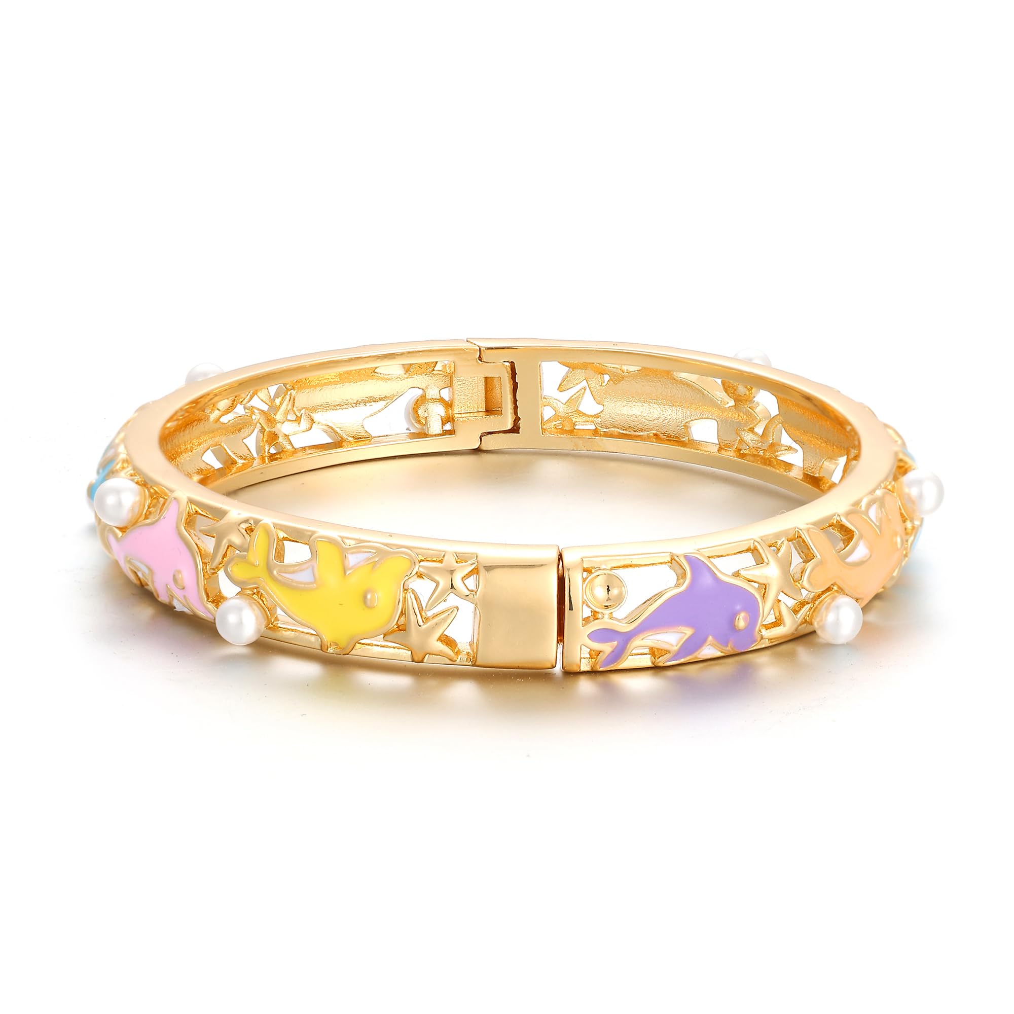 Ethlyn Gifts for little girls Gold Plated Colorful Openable Kids Baby Girls Bangles Bracelets Birthday Gifts for 2years 4 years 5 years old girls