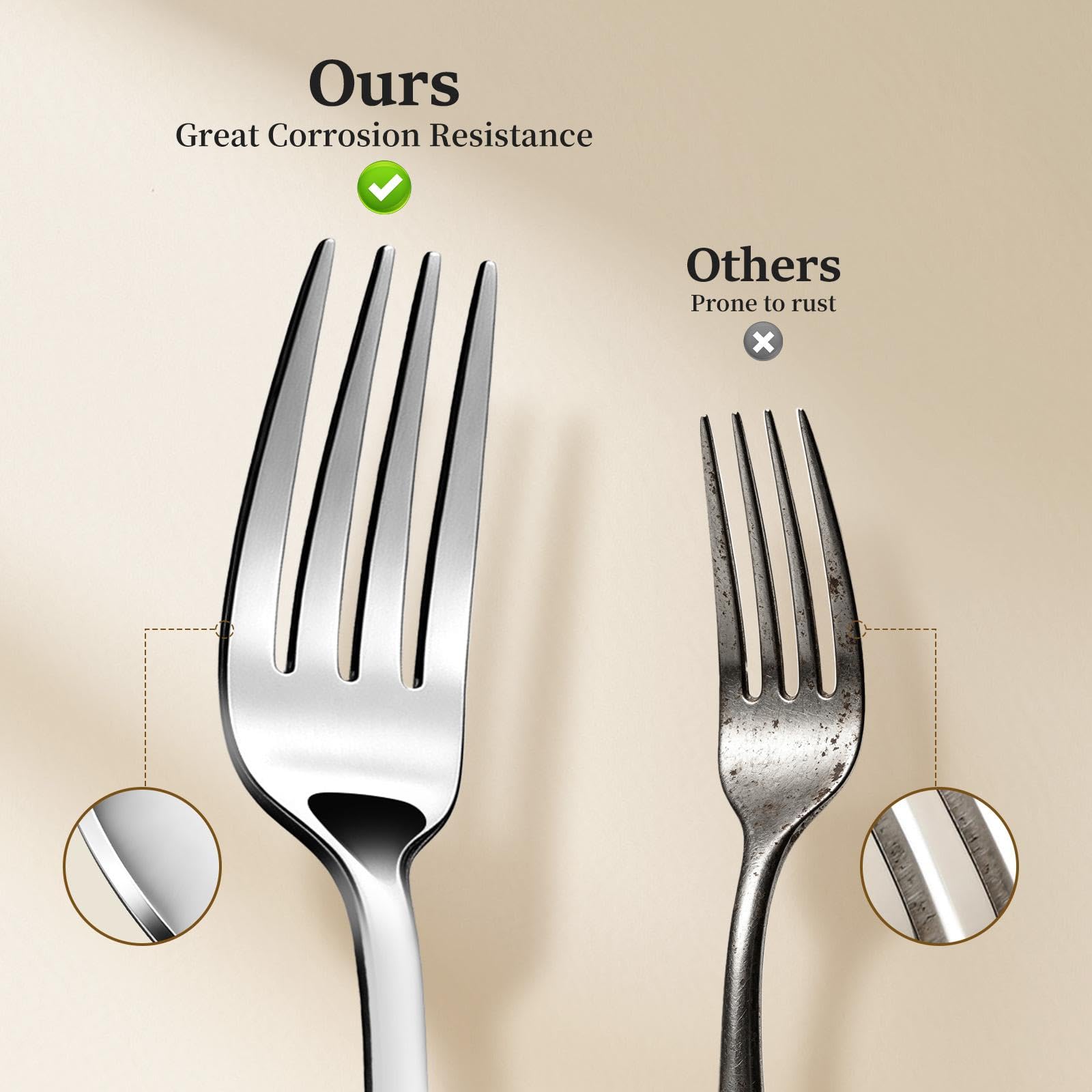 24Pcs Dinner Forks Set- 8.1 Inches Food Grade Stainless Steel Silverware Forks, Mirror Polished & Dishwasher Safe, Use for Home, Kitchen or Restaurant — Amazon image 5