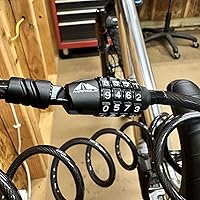 Vista 7 de MARQUE Cable de bloqueo de bicicleta de combinación de 3/8 pulgadas (5 pies, 10 pies, 15 pies, 25 pies) de bloqueo de combinación reiniciable, cable