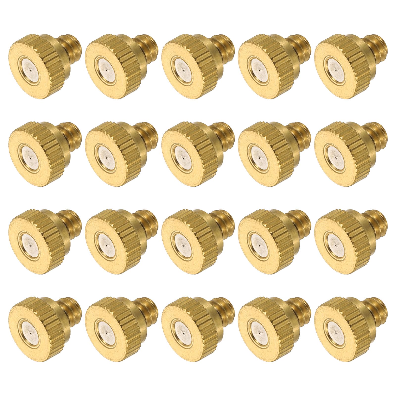 SOHNVWTGD Brass Misting Nozzle, 10/24 UNC 0.2mm Orifice Dia Replacement Heads Low Pressure Atomizing Misting Sprayer for Outdoor Cooling System, 20 Pcs