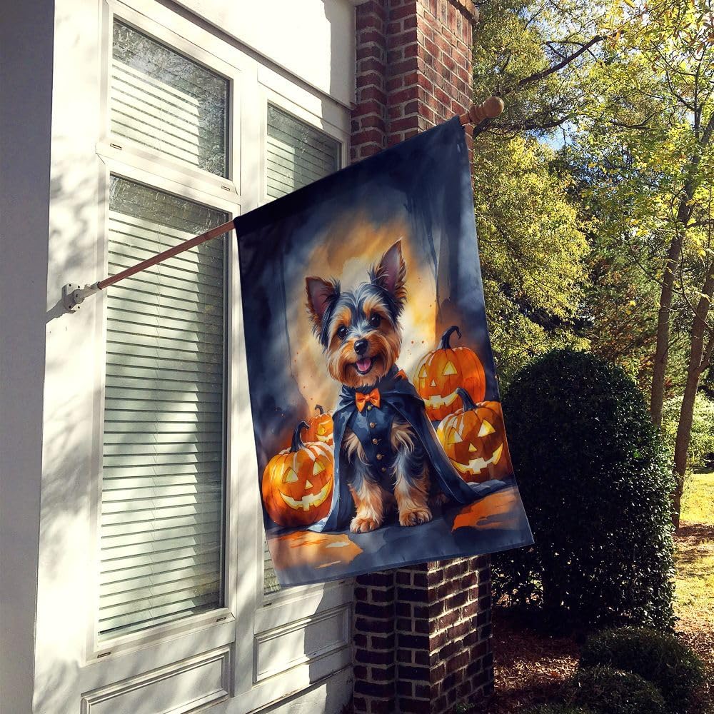 Caroline's Treasures Yorkshire Terrier Yorkie Puppy Halloween House Flag Large Porch Sleeve Pole Decorative Outside Yard Banner Artwork Wall Hanging, Polyester, House Size, Multicolor