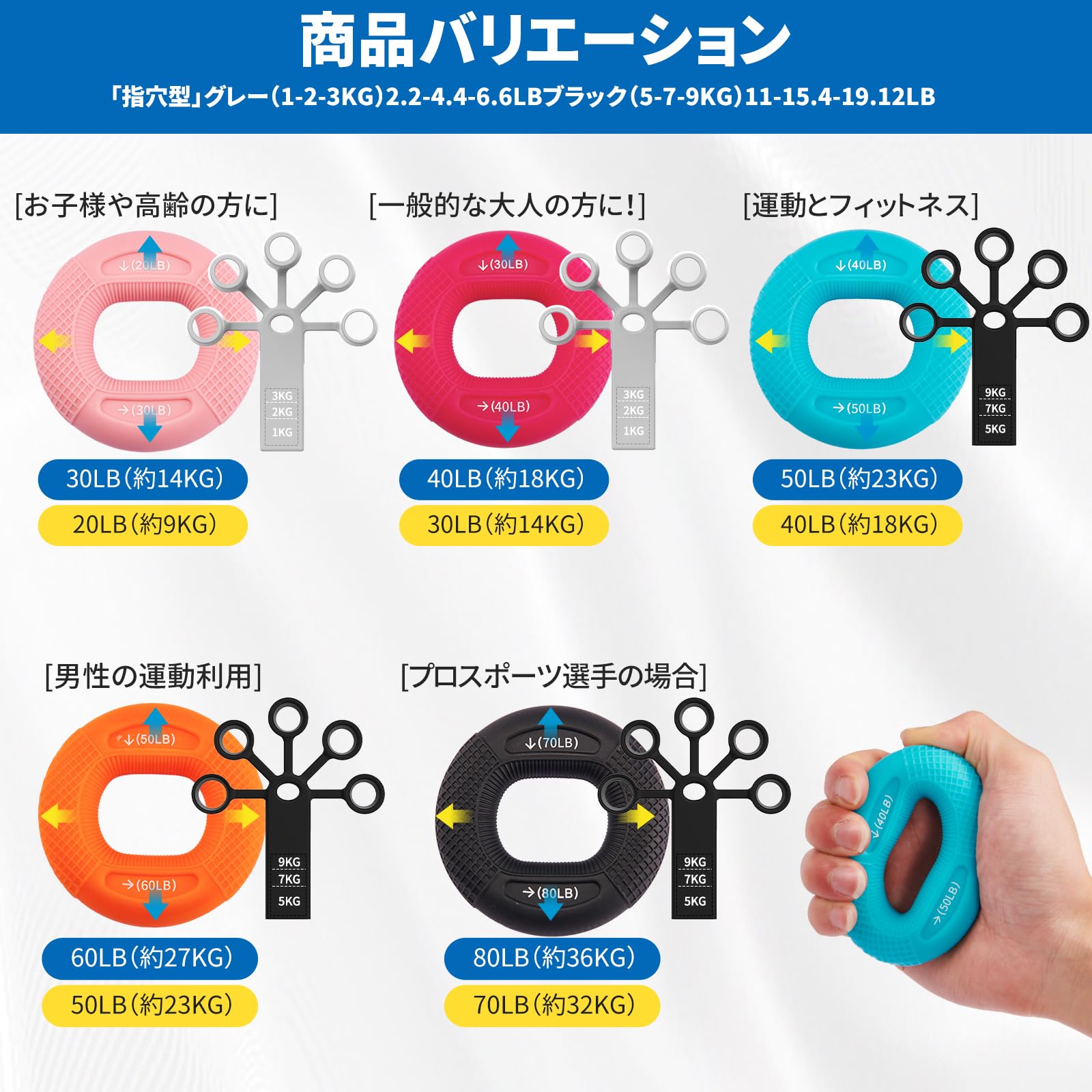 Amazon | フィンガーパワー 握力 トレーニング 各指調節可能