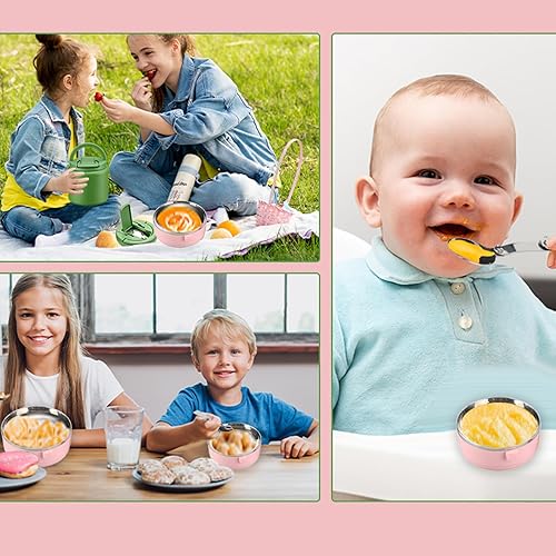 Miniatura 7 de YOUTHINK Caja de comida aislada, contenedor de alimentos térmico portátil de acero inoxidable de una sola capa para oficina en casa, fideos de arroz