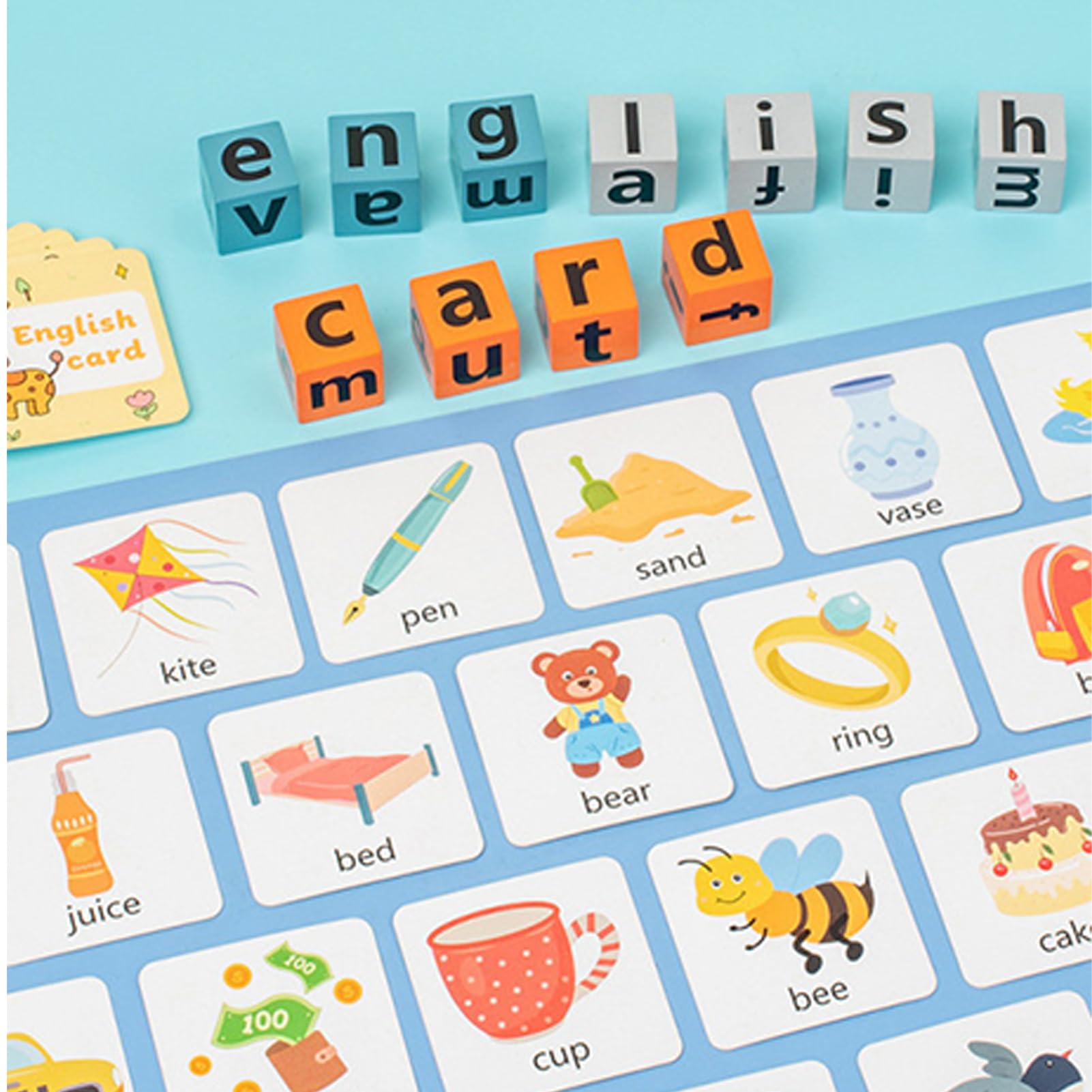 Word Spelling Game, Wooden Alphabet Blocks Board Games for Kids Adults, Funny Travel Spelling Word Games with Flash Cards, Novelty Alphabet Blocks Phonics Game, for Educational Toys — view 3