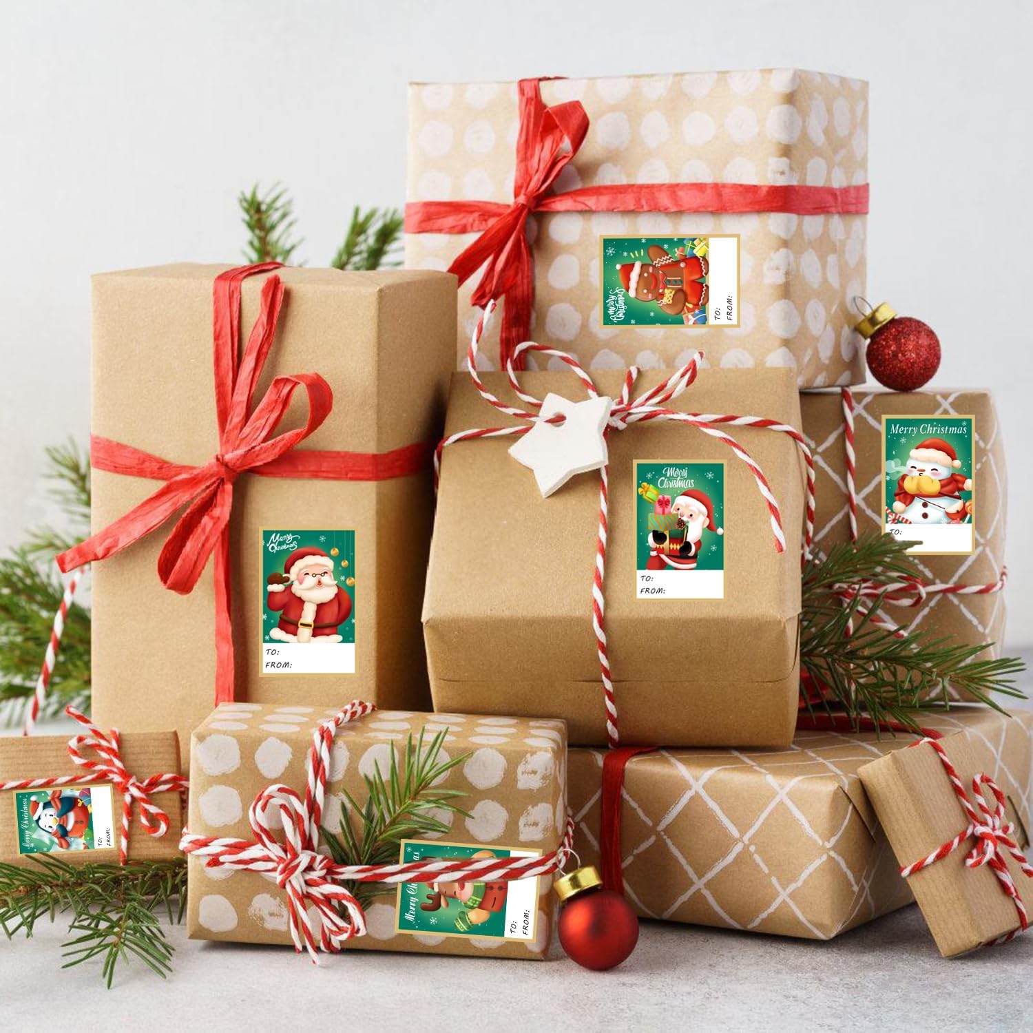 90 PCS Christmas Labels Stickers, Christmas Gift Tag Stickers Name Tags Self-Adhesive Labels - Image 5