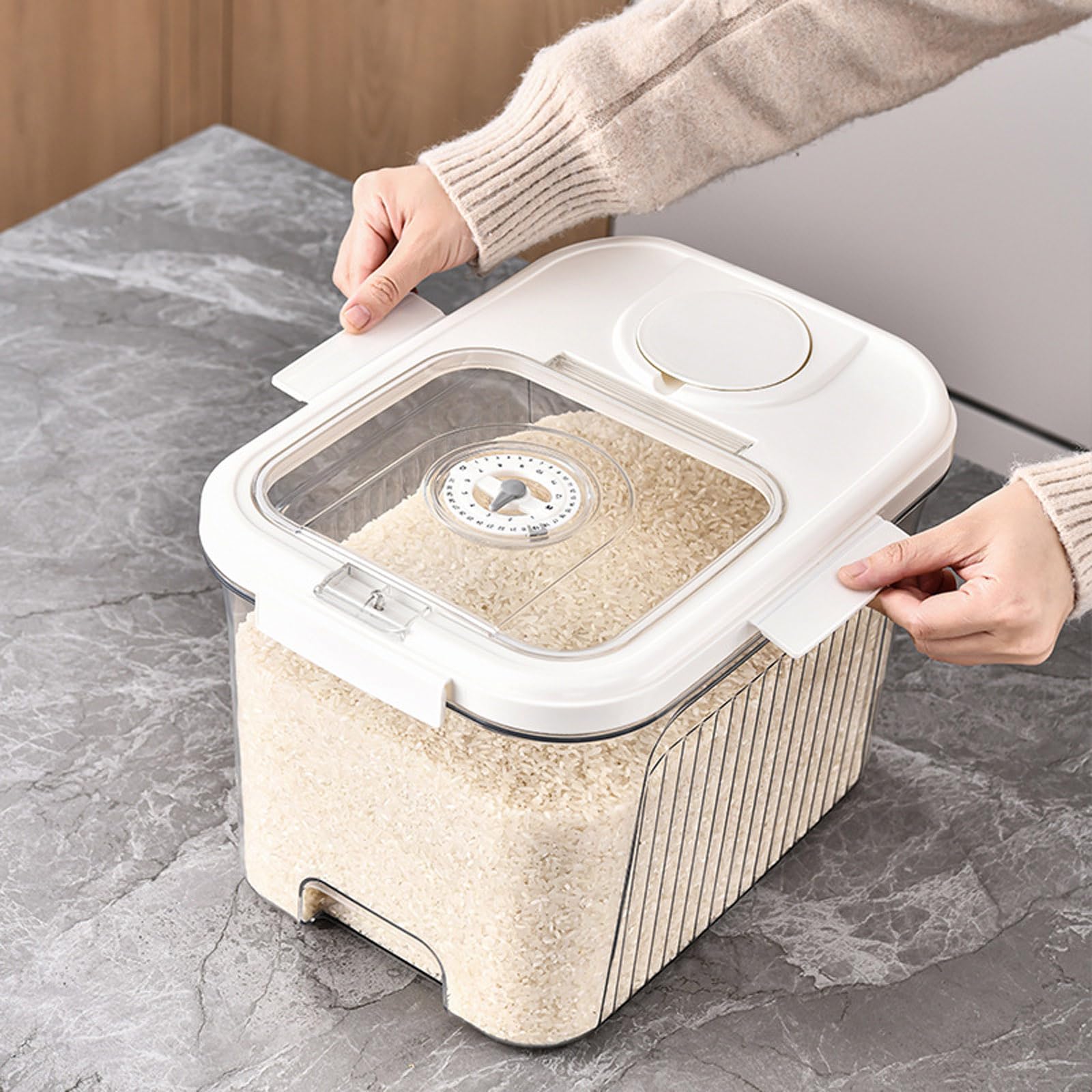 Contenitore di immagazzinaggio del riso del grano chiaro della scatola di immagazzinaggio di grande capacità forniture per la famiglia per la raccolta di fagi
