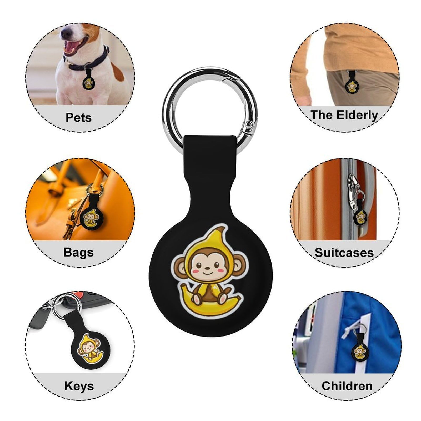 Banana Monkey kompatibel mit Airtag GPS-Hüllen, 4 Stück