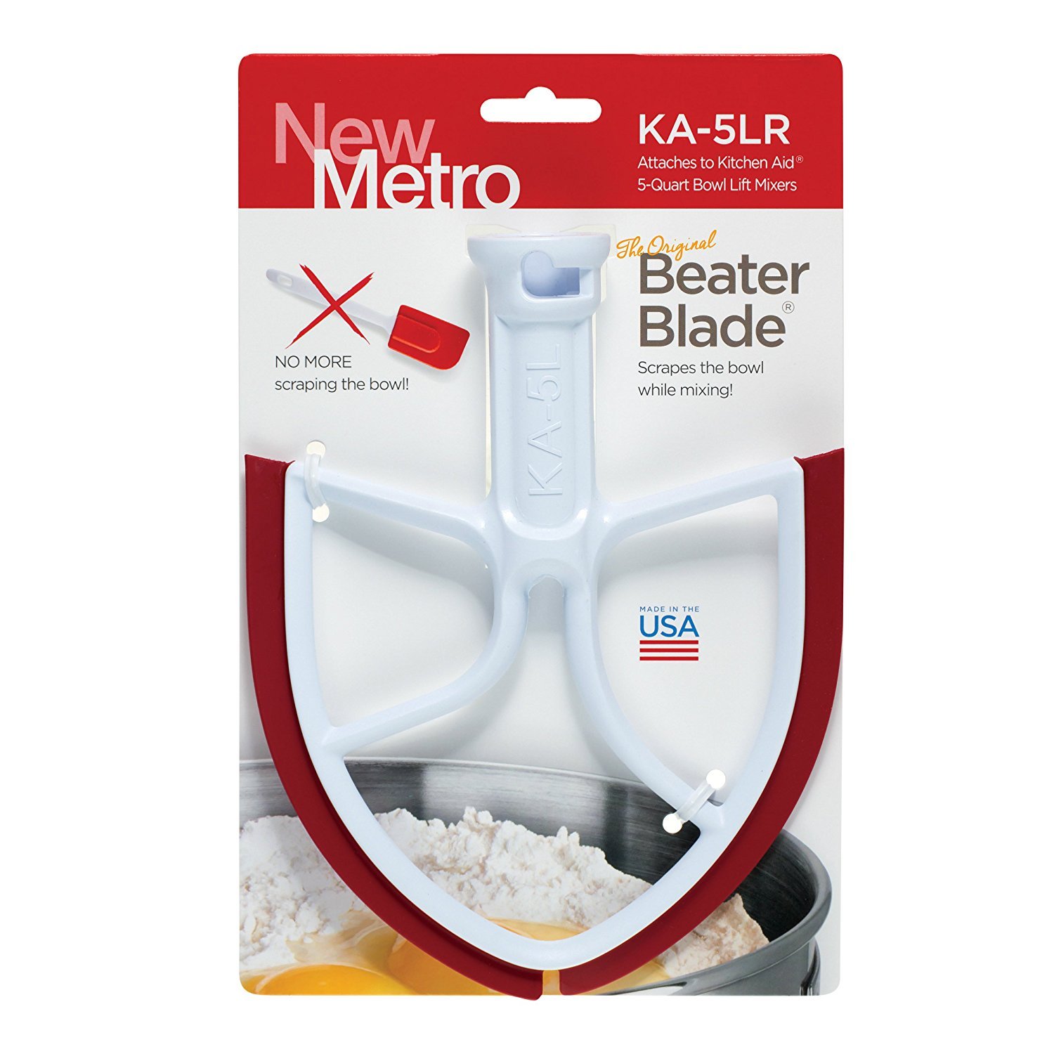 New Metro KA-5LR Original Beater Blade Works w/ Most KitchenAid 5 Qt Bowl-Lift Stand Mixers, Red
