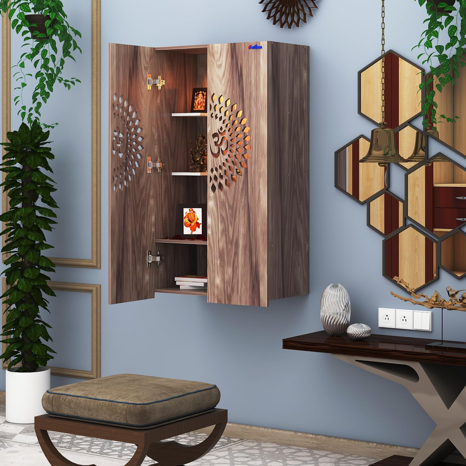 Anikaa Spirit Home Temple - Wall Puja Stand -5