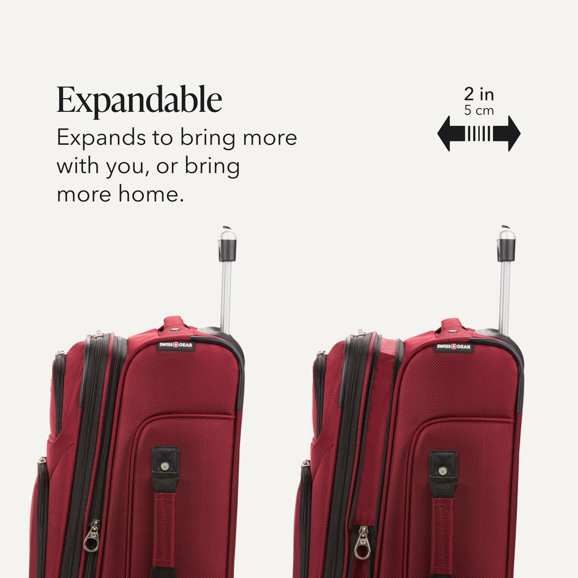 SWISSGEAR Sion Carry-On Spinner Luggage, Softside Expandable, Lightweight Suitcase, Burgundy, 22.75-Inch view 4