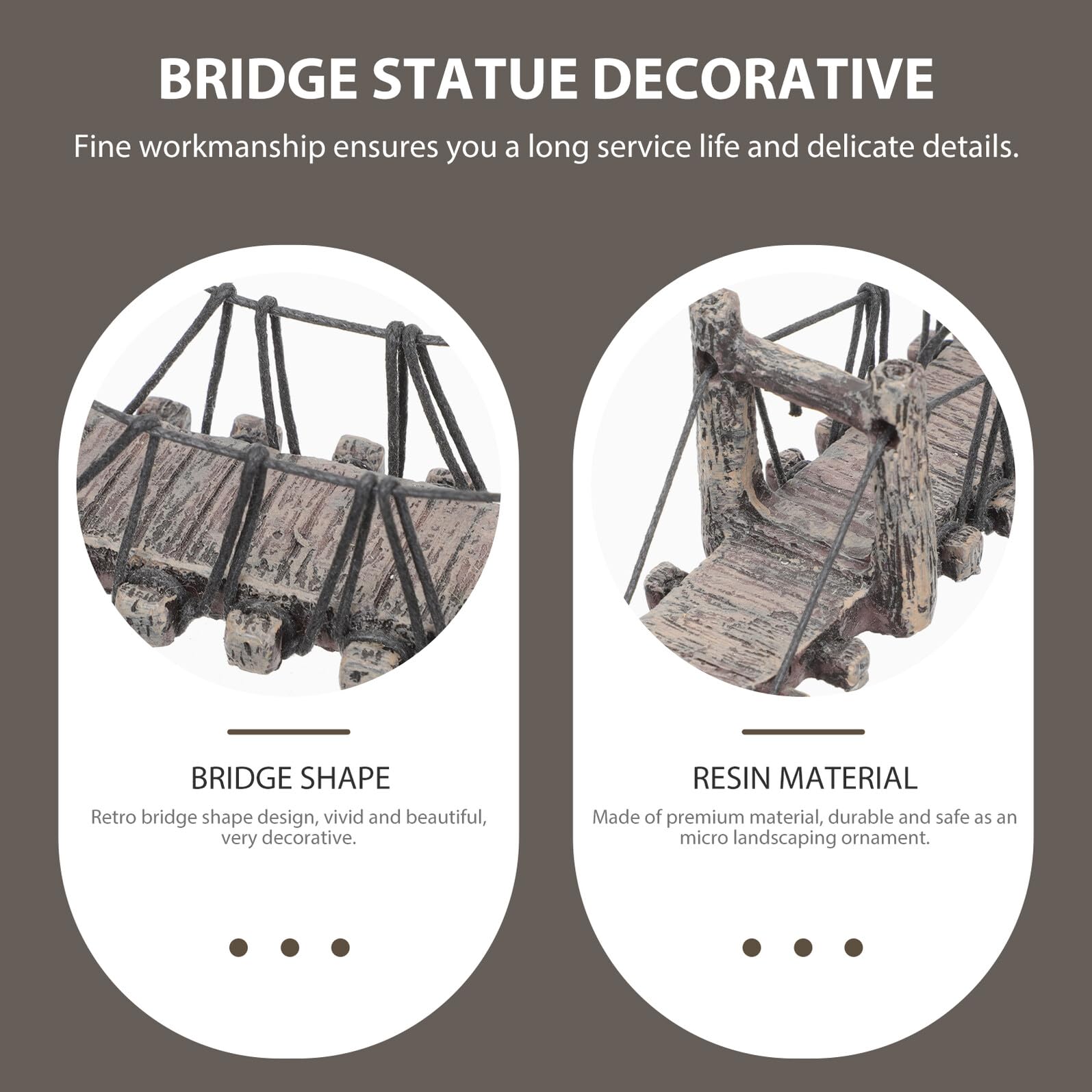 2pezzi Miniature Garden Bridge Decor Lightweight Resin Landscape Ornaments for And Bonsai Decoration