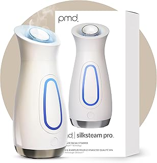 PMD SilkSteam Pro - Vaporizador facial de grado spa con tecnología SilkSteam, arranque rápido, boquilla ajustable y direccional, filtros de aceite esencial, rocío, brillo hidratado