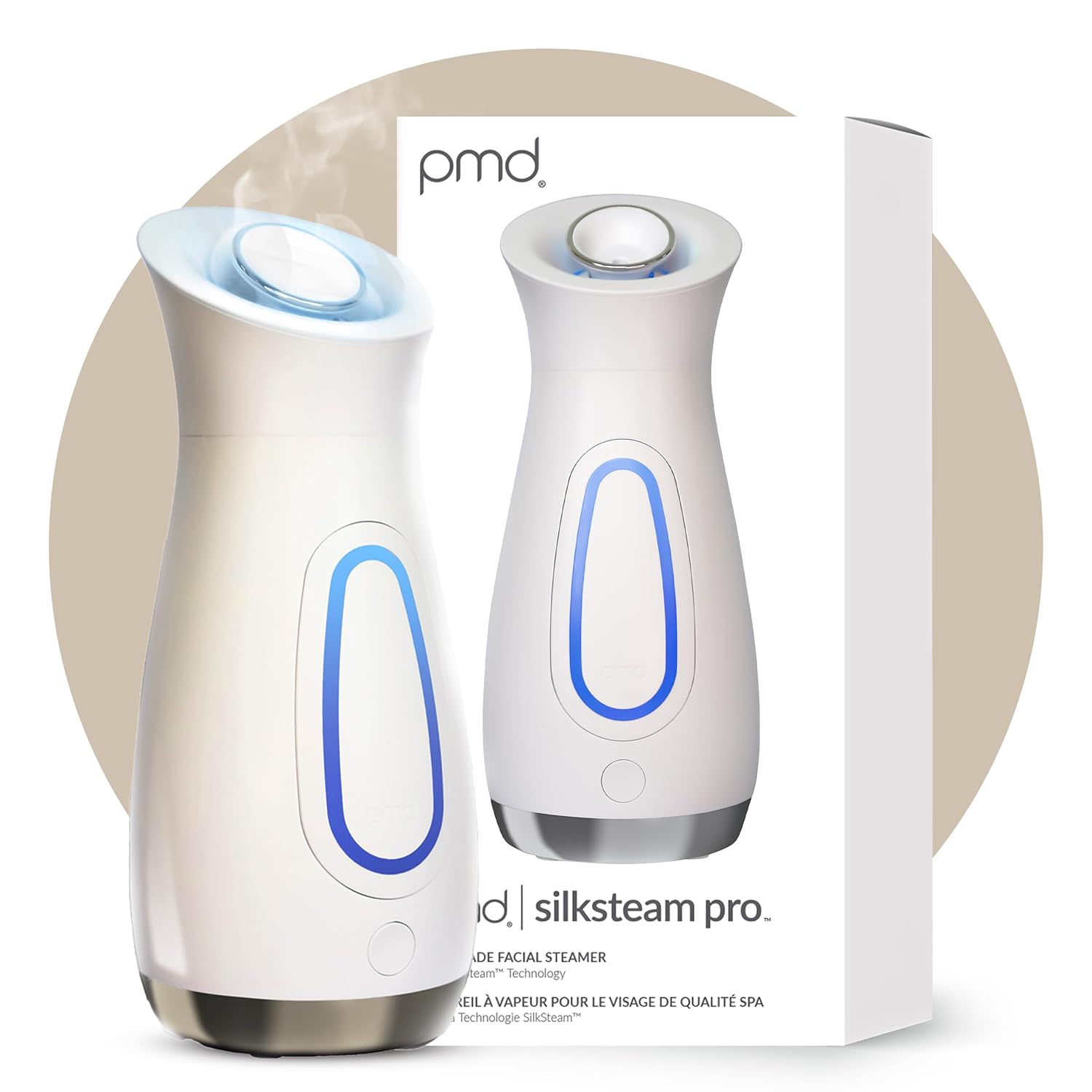 PMD SilkSteam Pro - Spa-Grade Facial Steamer with SilkSteam Technology - Rapid Start-Up - Adjustable, Directional Nozzle - Essential Oil Filters - Dewy, Hydrated Glow