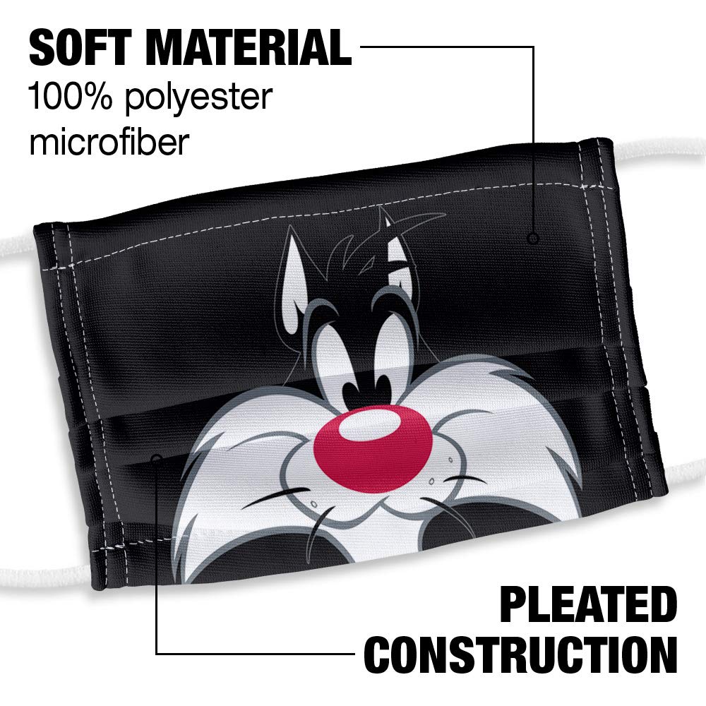 Popfunk Looney Tunes Kids Sylvester Face 1-Ply Reusable Face Mask Covering with Adjustable Nose Wire