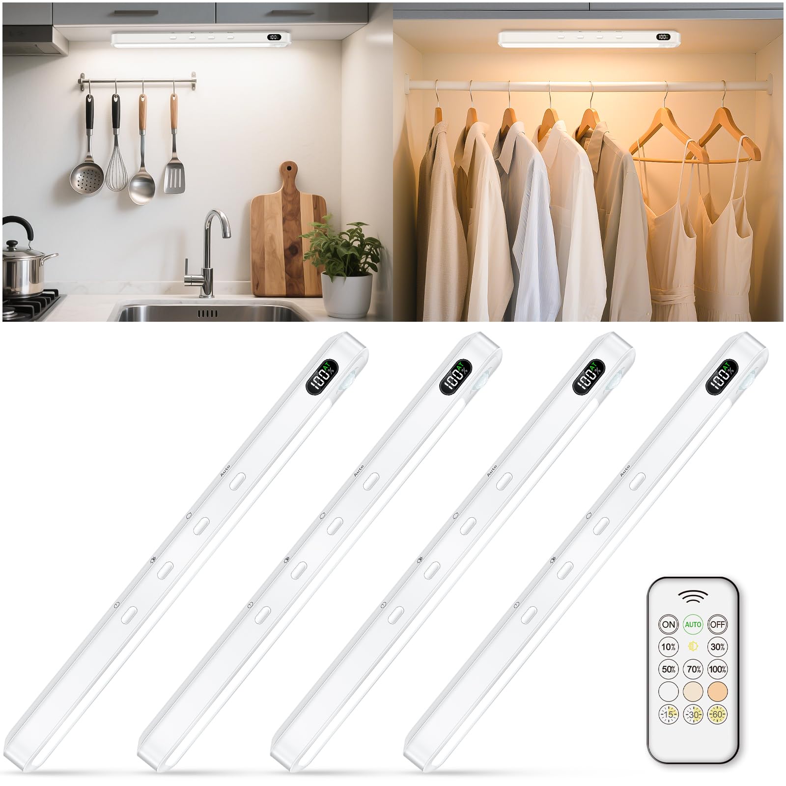 WILLED Under Cabinet & Closet Lights with Remote, Motion Sensor