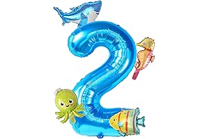 40 Inch Blue Number 2 with Sea Creatures Balloon Garland Kit