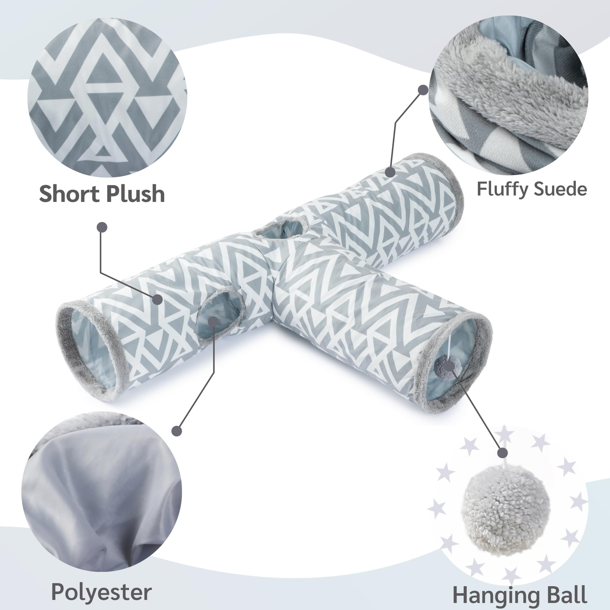 JanYoo Tunnel pliable à 3 voies pour chat d'intérieur - Jouet pour animal domestique - Cachette de lapin, cochon d'Inde, furet