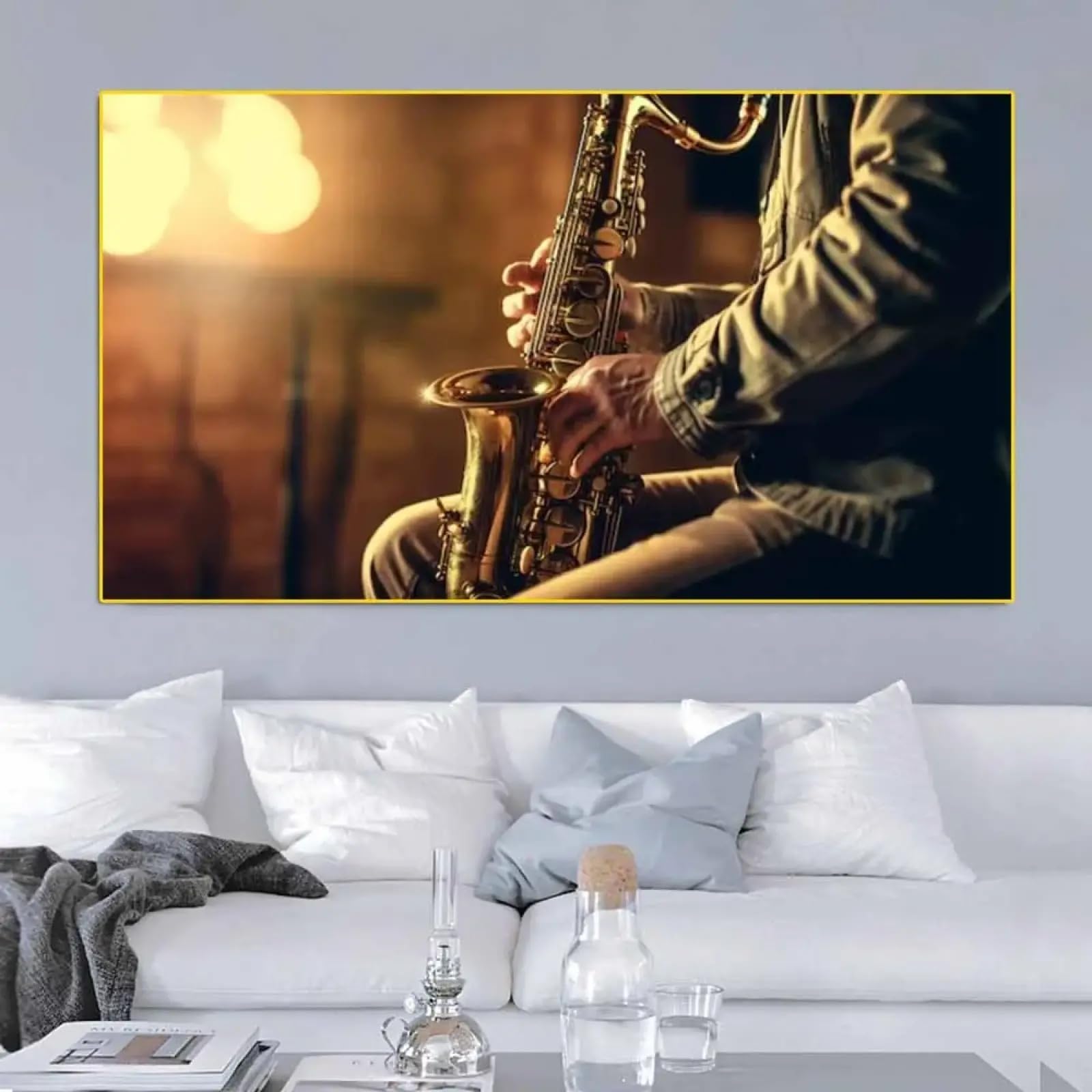 Instruments classiques saxophone affiche murale toile avec cadre