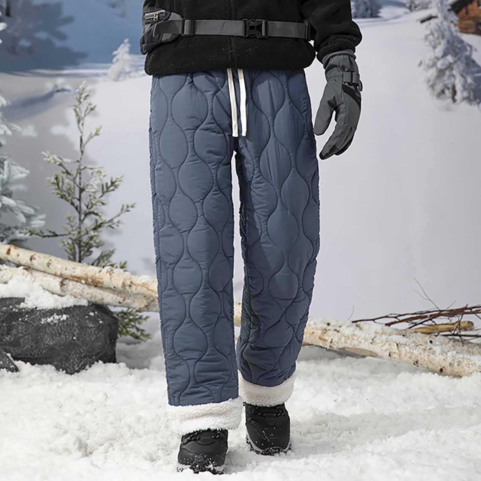 Generisch Pantaloni invernali da uomo, con calda imbottitura, pantaloni termici, con coulisse, antivento, ultraleggeri, in vita elasticizzata, per attività all'aria aperta, con tasche