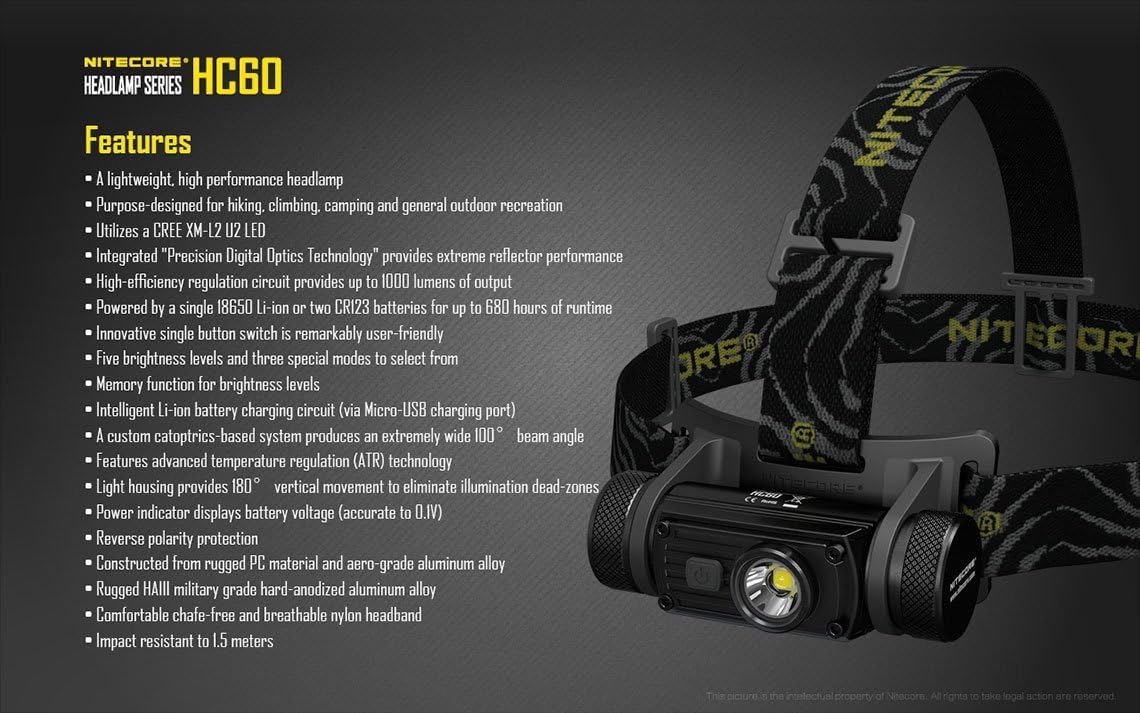 Buу 1 gеt 1 🔥 Nitecore HC60 1000 Lumens CREE XM-L2 U2 LED dual-form compact headlamp bundled with NL189 rechargeable Li-ion battery and EdisonBright USB powered LED reading light
