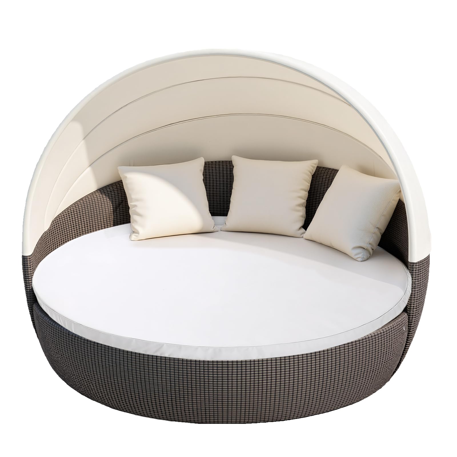 MICTONY Housse de Coussin de Rechange pour lit de Jour d'extérieur de 167,6 cm avec Bande élastique, Housse de Coussin de lit Rond d'extérieur Uniquement (lit de Jour Non Inclus) (Blanc)