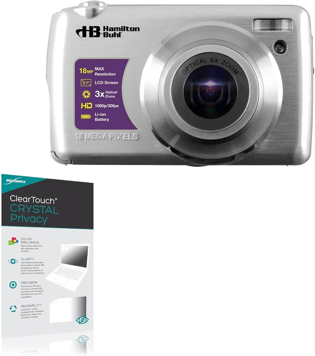 BoxWave Screen Protector Compatible with HamiltonBuhl VividPro CAM17SV - ClearTouch Crystal Privacy (2-Pack), Privacy Screen Protector Flexible Film Clear