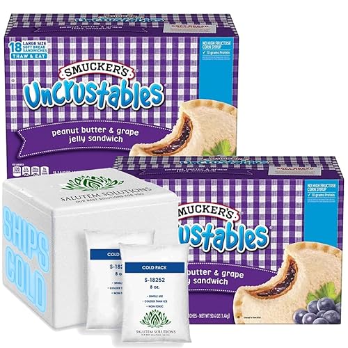 Salutem Vita - Smucker's Uncrustables Sandwiches, uva, 50.4 oz., 18 unidades - Paquete de 2