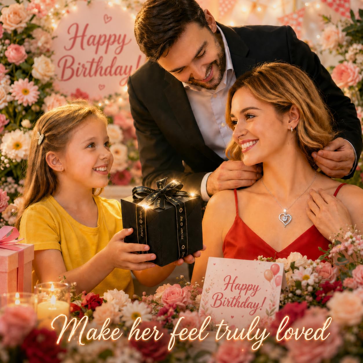 Forever Love Preserved Real Rose with Heart Necklace, Mothers Day Gifts for Mom, Wife, Anniversary Birthday Gifts for Women – Projects “I Love You” in 100 Languages
