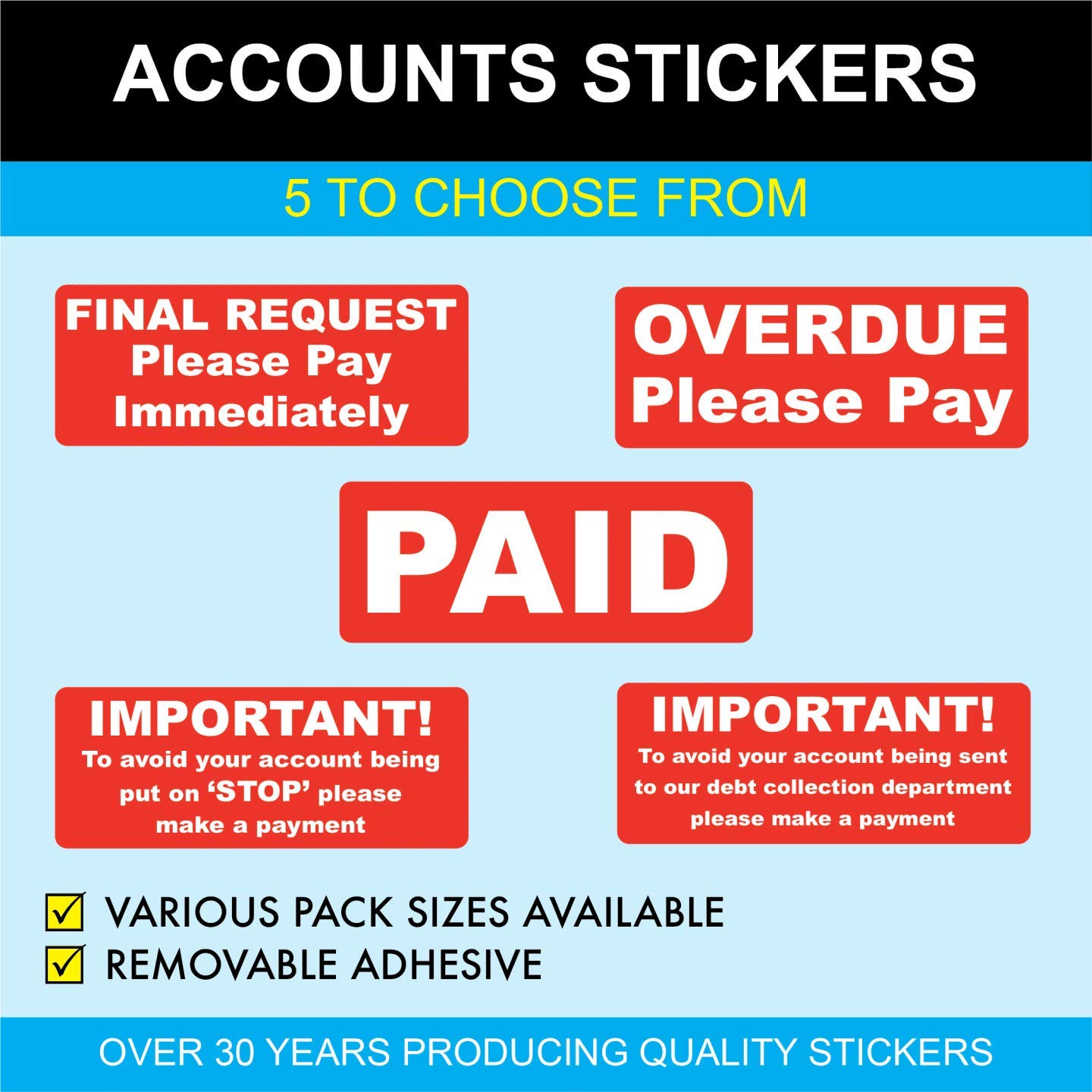 Accounts Stickers - 20 x 50mm, 200, Final Request