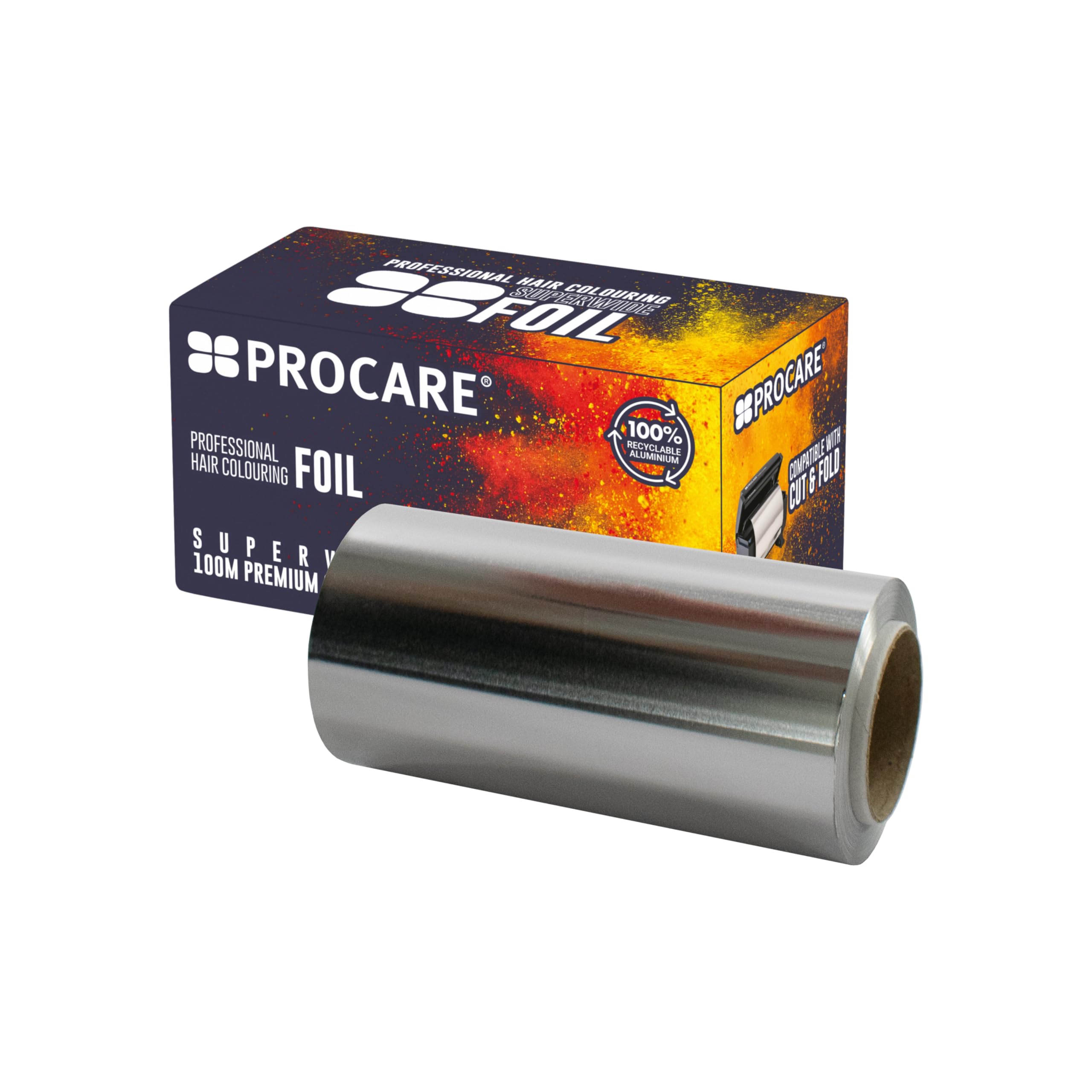 Procare Premium Super Wide Silver Foil Roll (120mm x 100m) - 100m Length Silver Hair Colour Foils for Highlights. Strong & Flexible Foil for Hair Highlights & Colouring.